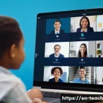 교육의 글로벌 네트워킹  이점과 한계 - A vibrant digital classroom scene showcasing a diverse group of students from multiple continents in...